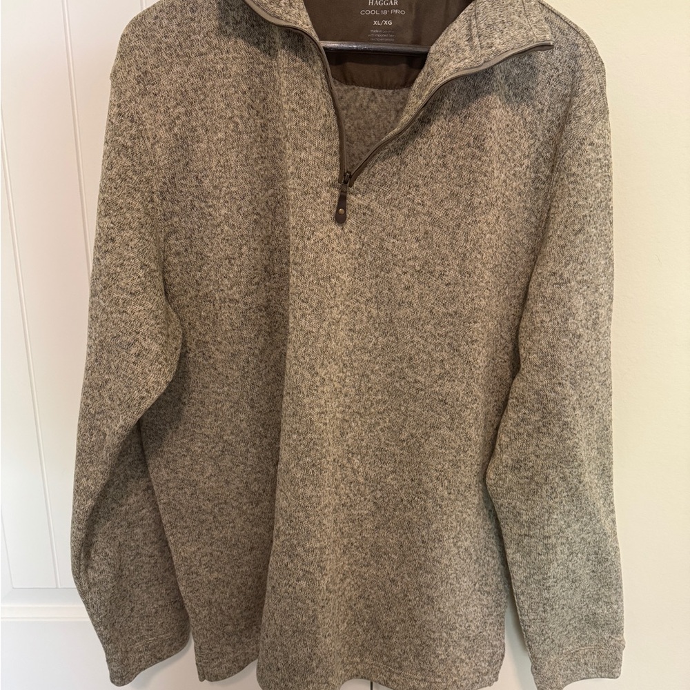 Haggar Men's Tan Zip-Up Sweater